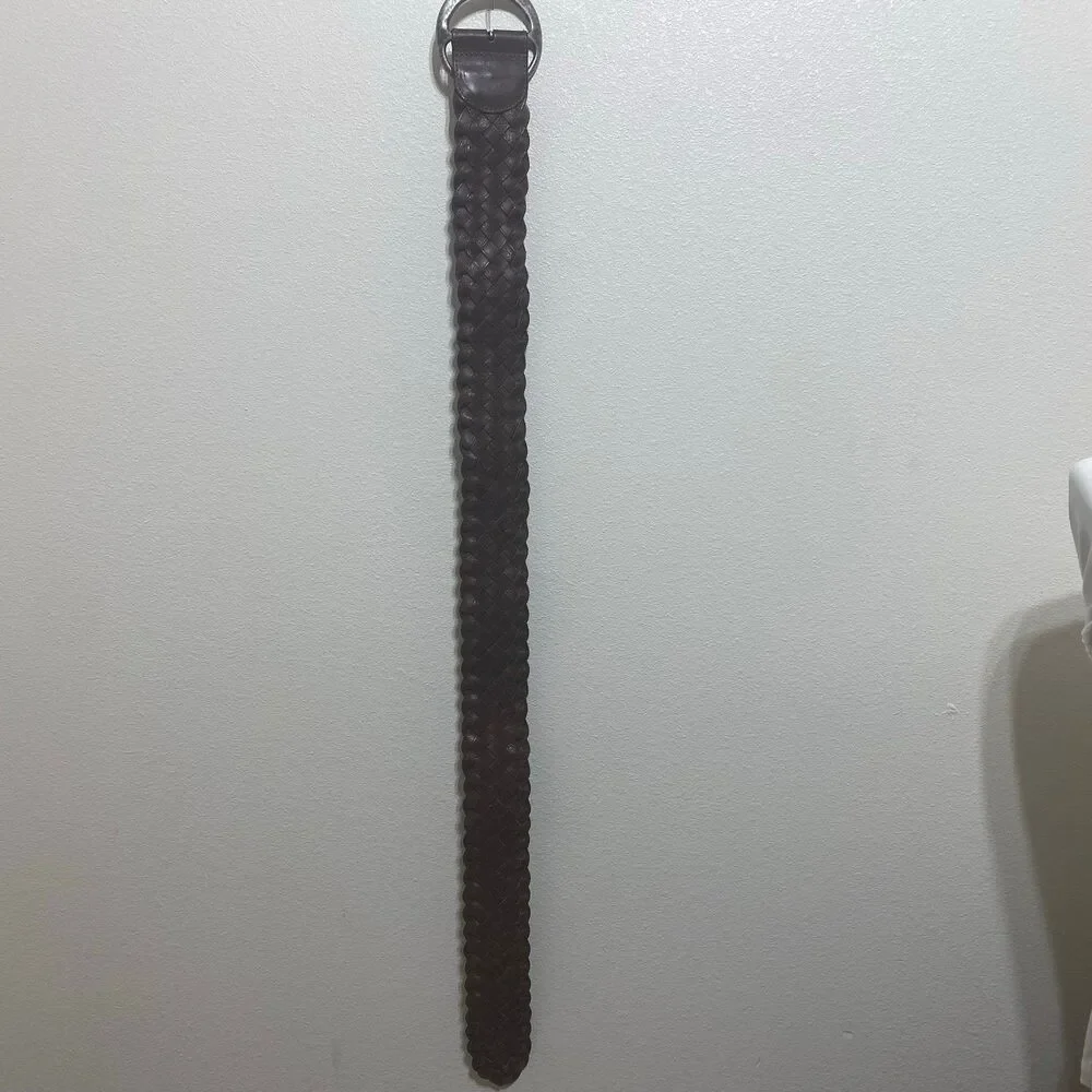 Banana Republic WIDE Braided Leather Belt Women's Brown Woven Small